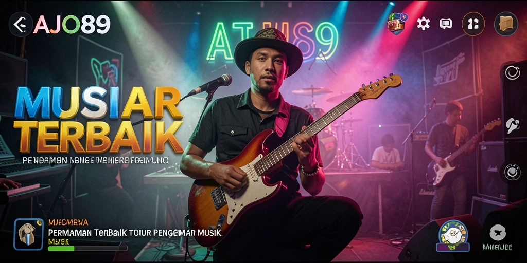 Tangkapan layar utama AJO89 menunjukkan gameplay musik yang mengasyikkan.