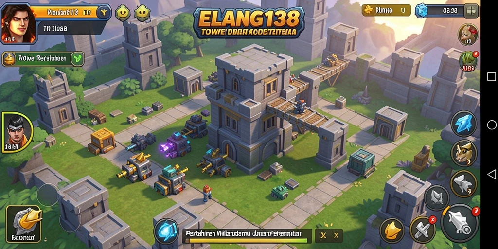 Tampilan gameplay menegangkan dalam ELANG138 Tower Defense.
