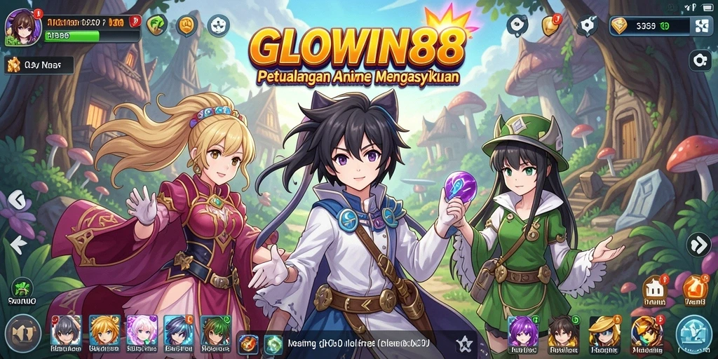 Screenshot GLOWIN88 menampilkan karakter anime yang sedang bertarung.