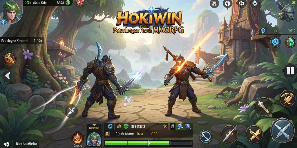 Tampilan gameplay HOKIWIN yang menampilkan aksi seru di dunia MMORPG.