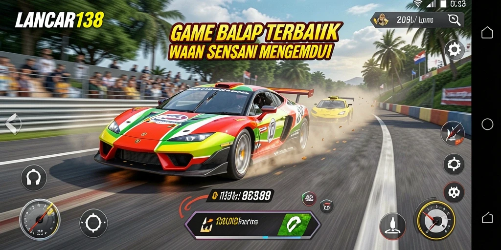 Gameplay balap seru di LANCAR138 dengan mobil yang cepat.