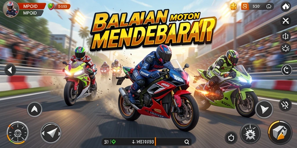 Screenshot MPOID yang menunjukkan aksi balapan motor yang menegangkan.
