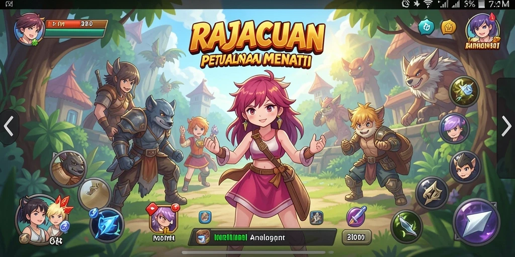 Tampilan gameplay seru dan karakter Anime yang menarik di RAJACUAN.